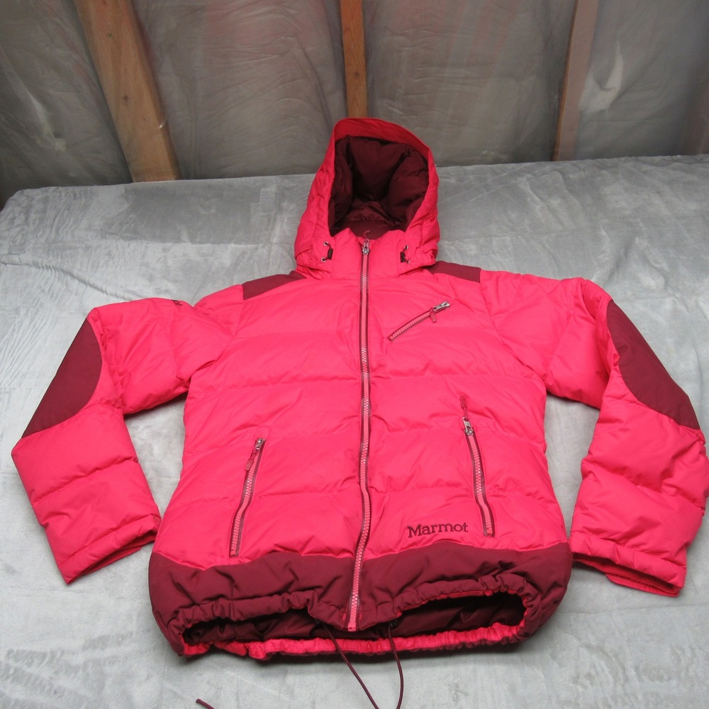 Marmot Down Jacket Womens Small Pink 700 Fill Insulated Warmth Waterproof Puffer